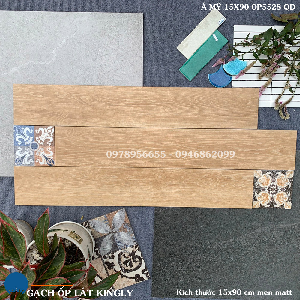 Gạch giả gỗ Á MỸ 15X90 OP5528 Loại 1
